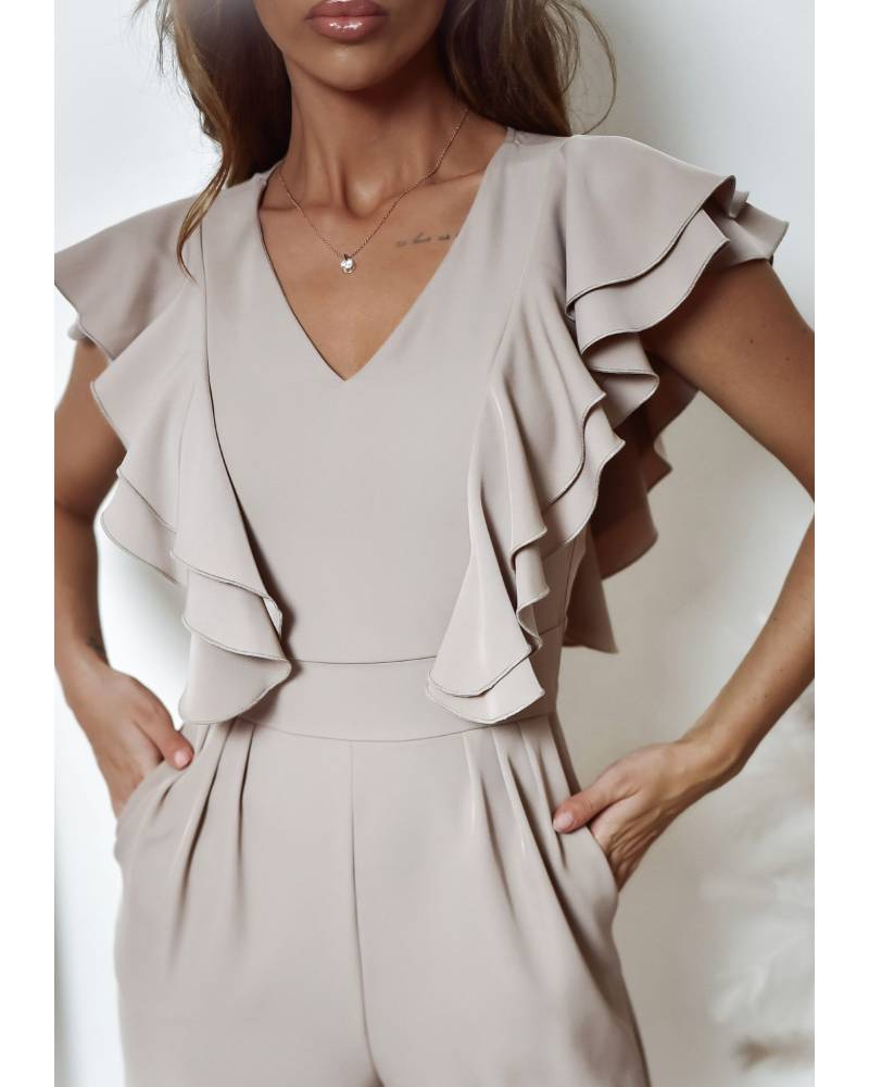 000411. KOMBINEZON FALBANA BEŻOWY